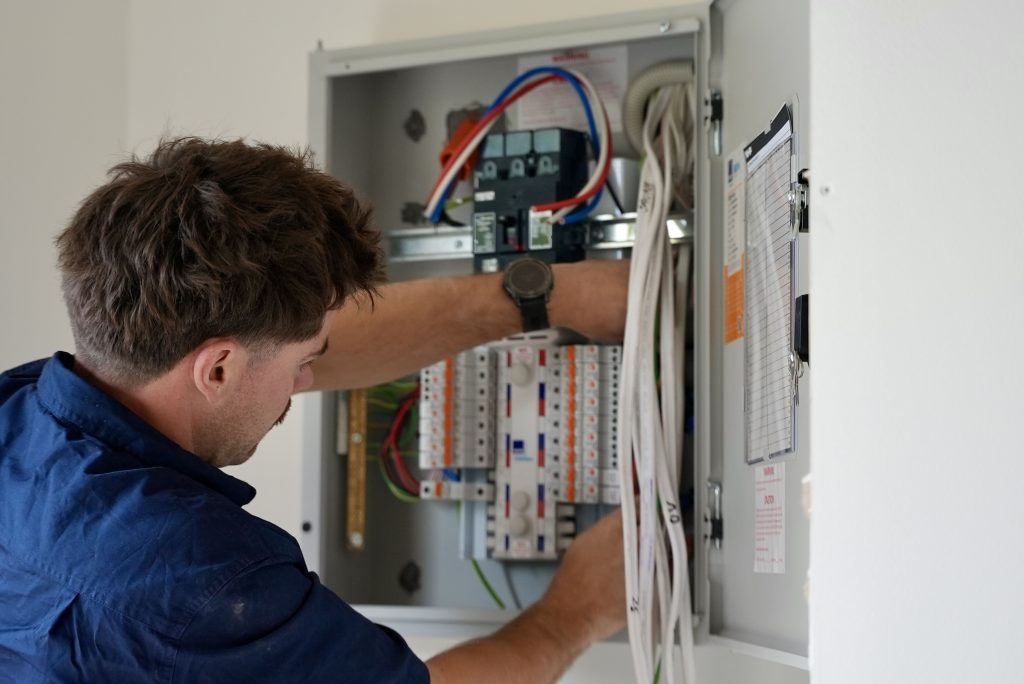 Switchboard upgrade in progress  -  Melbourne electrician replacing old fuse board