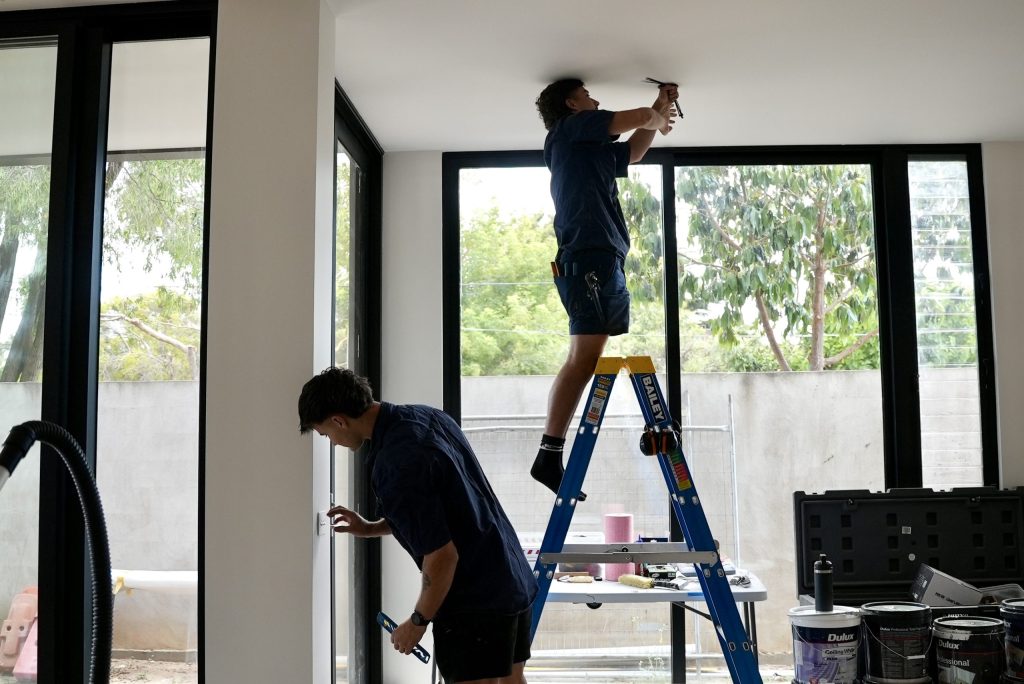 Carlin Co electricians working on a premium new home build in Melbourne