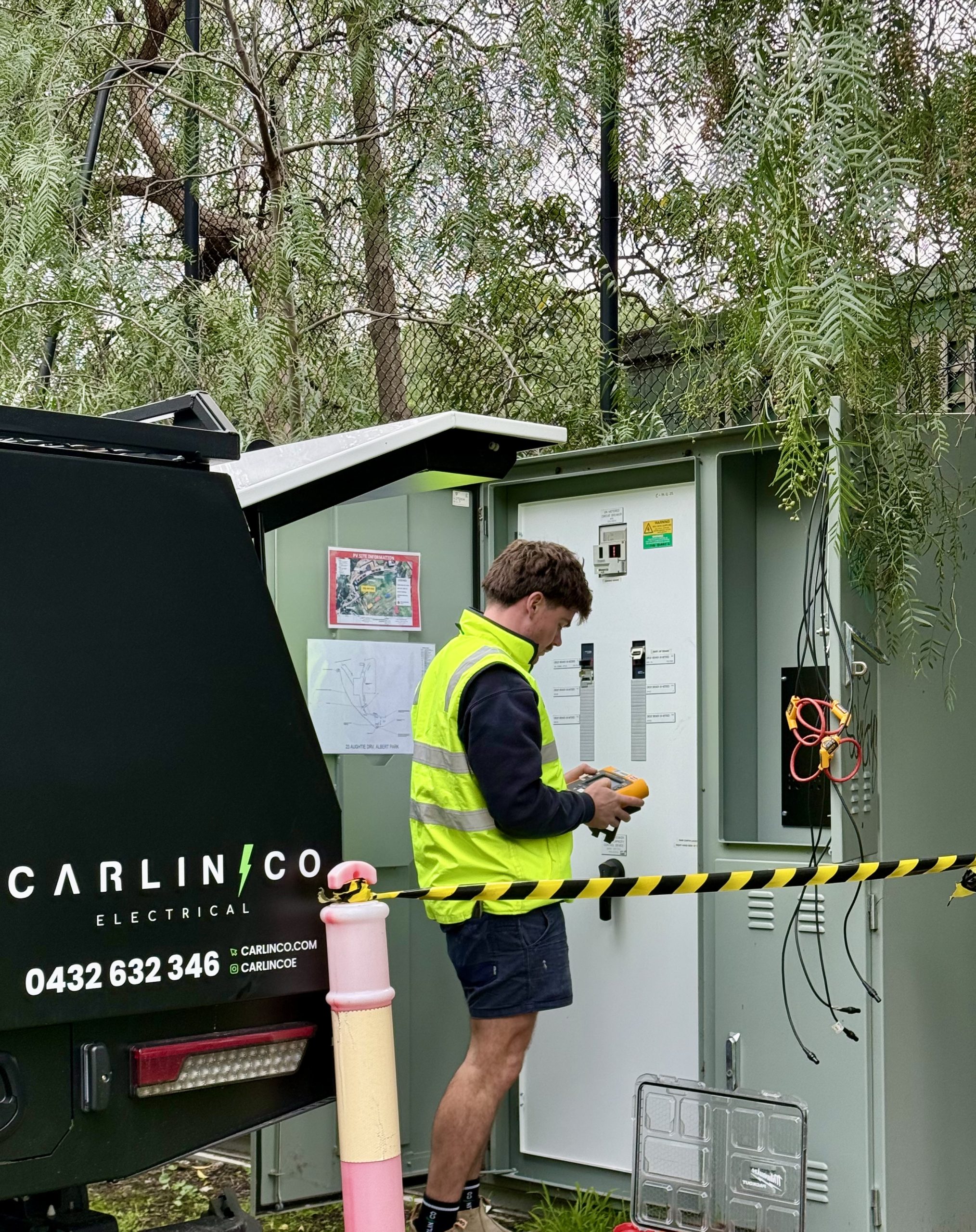Outdoor electrical distribution board installation by Carlin Co Electrical
