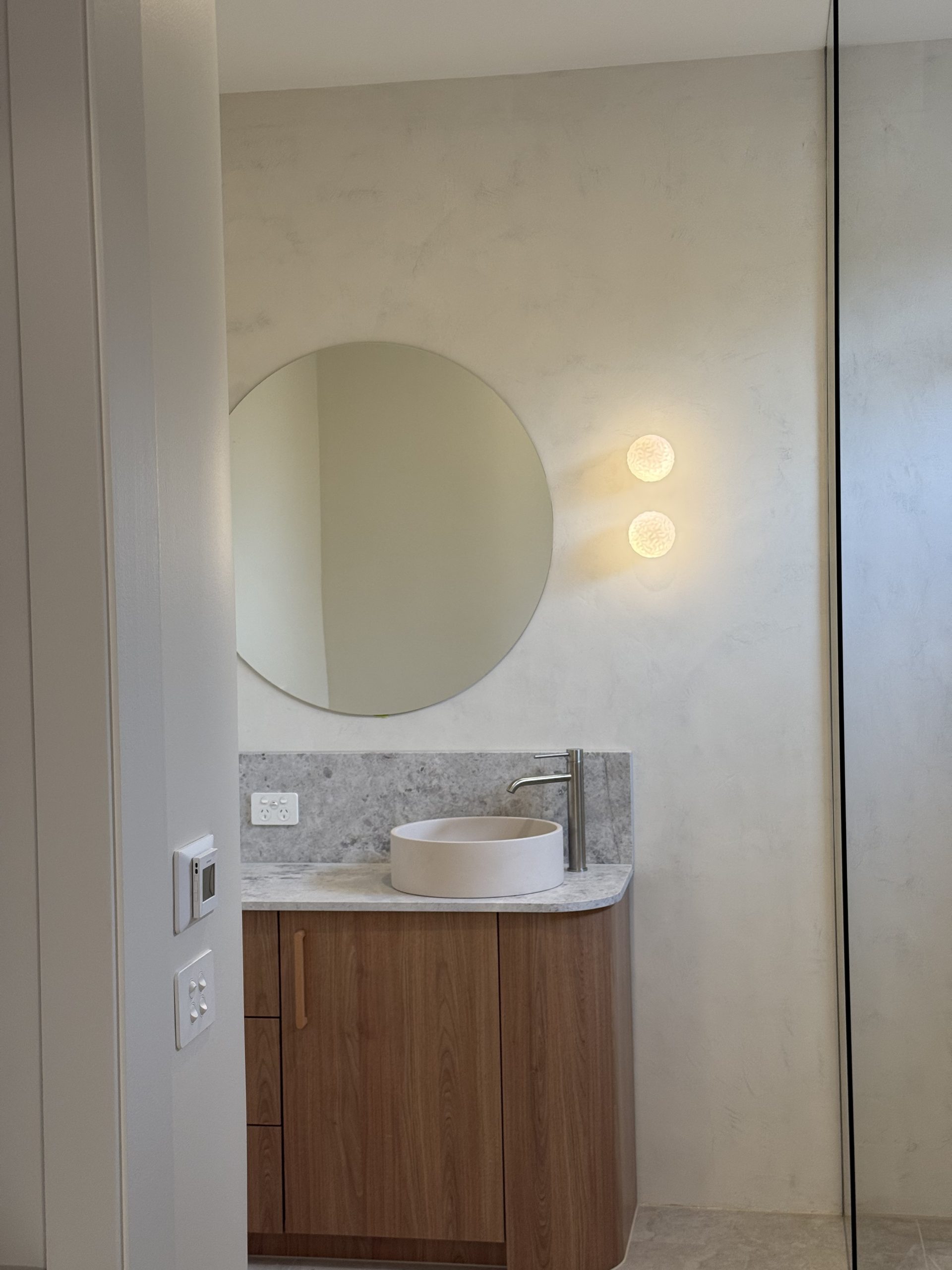 Carlin Co Electrical luxury bathroom pendant light installation in new home